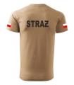 Koszulka Piaskowa Męska Premium Straż Fluo Nadruk 2 FLAGI