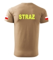Koszulka Piaskowa Męska Premium Straż Fluo Nadruk 2 FLAGI