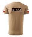 Koszulka Piaskowa Męska Premium Straż Fluo Nadruk 2 FLAGI