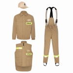  Piaskowe ubranie koszarowe strażaka canvas, 4-częściowe 