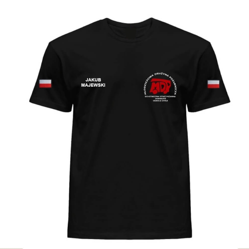 Czarna Koszulka strażacka MDP Indywidualny Haft T-shirt