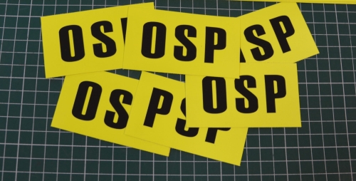 Mały odblaskowy napis OSP na ubranie specjalne OPZ