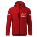 Czerwona Kurtka Softshell Strażacki Personalizacja Termotransfer DTF Membrana Kaptur