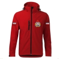 Czerwona Kurtka Softshell Strażacki Personalizacja Termotransfer DTF Membrana Kaptur
