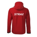Czerwona Kurtka Softshell Strażacki Personalizacja Termotransfer DTF Membrana Kaptur