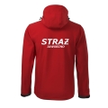 Czerwona Kurtka Softshell Strażacki Personalizacja Termotransfer DTF Membrana Kaptur