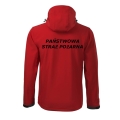 Czerwona Kurtka Softshell Strażacki Personalizacja Termotransfer DTF Membrana Kaptur