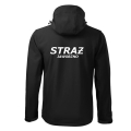 Czarna Kurtka Softshell Strażacki Personalizacja Termotransfer DTF Membrana Kaptur