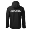 Czarna Kurtka Softshell Strażacki Personalizacja Termotransfer DTF Membrana Kaptur
