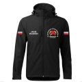 Czarna MDP Kurtka Softshell Strażacki Personalizacja Termotransfer DTF Membrana Kaptur