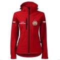Czerwona Damska Kurtka Softshell Strażacki Personalizacja Termotransfer DTF Membrana Kaptur