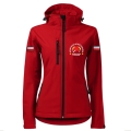 Czerwona Damska Kurtka Softshell Strażacki Personalizacja Termotransfer DTF Membrana Kaptur