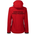 Czerwona Damska Kurtka Softshell Strażacki Personalizacja Termotransfer DTF Membrana Kaptur