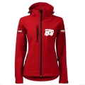 Czerwona Damska MDP Kurtka Softshell Strażacki Personalizacja Termotransfer DTF Membrana Kaptur
