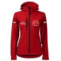 Czerwona Damska MDP Kurtka Softshell Strażacki Personalizacja Termotransfer DTF Membrana Kaptur