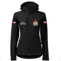 Czarna Damska Kurtka Softshell Strażacki Personalizacja Termotransfer DTF Membrana Kaptur