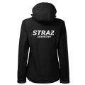 Czarna Damska Kurtka Softshell Strażacki Personalizacja Termotransfer DTF Membrana Kaptur