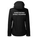 Czarna Damska Kurtka Softshell Strażacki Personalizacja Termotransfer DTF Membrana Kaptur