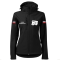 Czarna Damska MDP Kurtka Softshell Strażacki Personalizacja Termotransfer DTF Membrana Kaptur