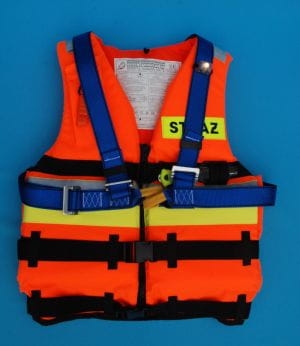 Kamizelka asekuracyjna specjalna model STRAŻ z uprzężą i sygnalizatorem świetlnym