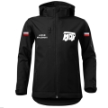 Dziecięca Czarna Kurtka Softshell Strażacki Personalizacja Termotransfer DTF Membrana Kaptur