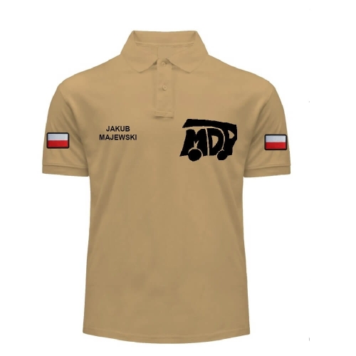 Piaskowa koszulka Polo MDP z krótkim rękawem / Koszulka POLO strażacka MDP Indywidualny DTF Piaskowa