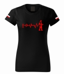 Damska Czarna Koszulka Strażak Puls