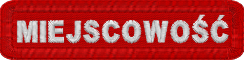 Czerwona Miejscowość Identyfikator Haftowany Rzep 8.5 cm x 2 cm