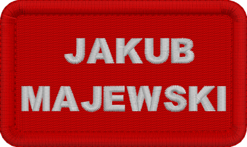 Czerwony Imiennik Identyfikator Haftowany Rzep 8.5 cm x 5 cm