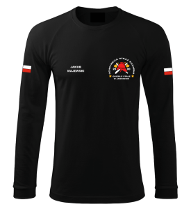Czarna Koszulka z długim rękawem strażacka OSP-PSP Indywidualny Haft T-shirt