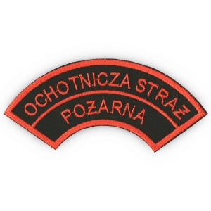 Emblemat półokrągły na ramię czerwony PÓŁKSIĘŻYC OSP