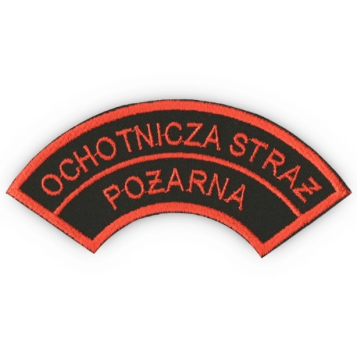 Emblemat półokrągły na ramię czerwony PÓŁKSIĘŻYC OSP